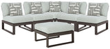 Beachloft 5-Piece Outdoor Sectional with Ottoman in Black/Gray from Ashley - Luna Furniture