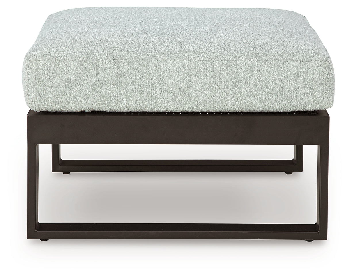 Beachloft Black/Gray Outdoor Ottoman with Cushion from Ashley - Luna Furniture