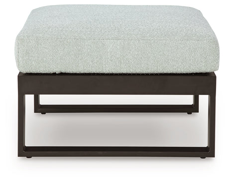 Beachloft Black/Gray Outdoor Ottoman with Cushion from Ashley - Luna Furniture