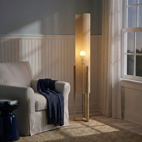 Ethos Floor Lamp Oak and Natural from Ashcroft Furniture - Luna Furniture