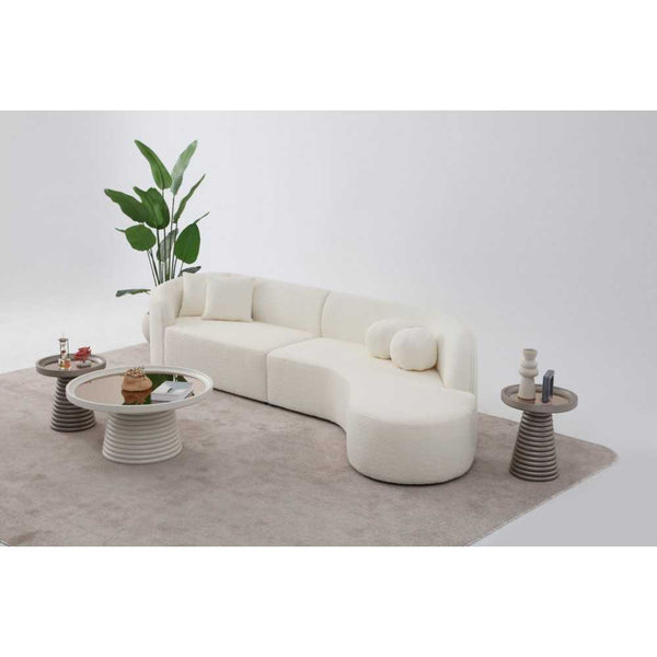 Bedlington Ivory Boucle RAF Curved Sectional (Online Special Price)