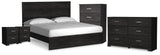 Belachime Charcoal King Panel Bed, Dresser, Chest and 2 Nightstands from Ashley - Luna Furniture