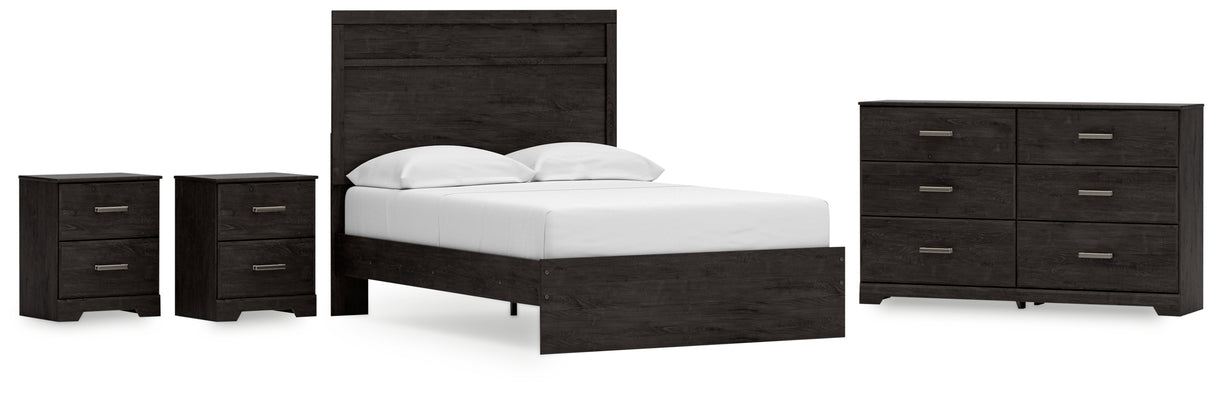 Belachime Full Panel Bed with Dresser and 2 Nightstands in Charcoal from Ashley - Luna Furniture