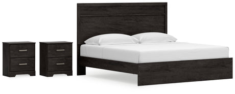 Belachime King Panel Bed with Dresser and 2 Nightstands in Charcoal from Ashley - Luna Furniture