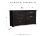 Belachime King Panel Bed with Dresser in Charcoal from Ashley - Luna Furniture
