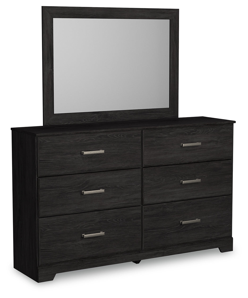 Belachime King Panel Bed with Mirrored Dresser and 2 Nightstands in Charcoal from Ashley - Luna Furniture