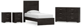 Belachime Twin Panel Bed with Dresser and 2 Nightstands in Charcoal from Ashley - Luna Furniture