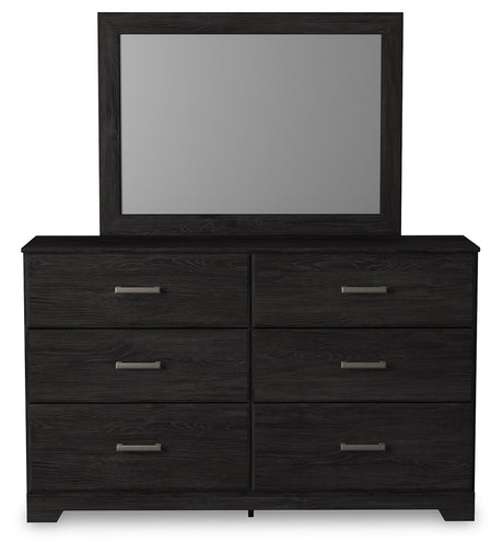 Belachime Twin Panel Bed with Mirrored Dresser and 2 Nightstands in Charcoal from Ashley - Luna Furniture