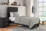Belachime Twin Panel Bed with Mirrored Dresser and Nightstand in Charcoal from Ashley - Luna Furniture