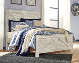 Bellaby Queen Crossbuck Panel Bed with 2 Nightstands in Whitewash from Ashley - Luna Furniture