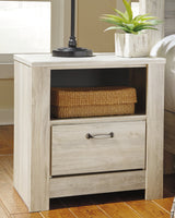 Bellaby Queen Crossbuck Panel Bed with 2 Nightstands in Whitewash from Ashley - Luna Furniture