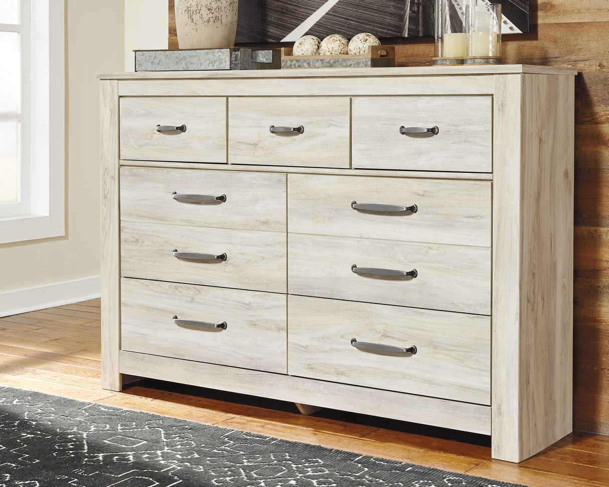 Bellaby Queen Crossbuck Panel Bed with Dresser in Whitewash from Ashley - Luna Furniture