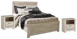 Bellaby Queen Panel Bed with 2 Nightstands in Whitewash from Ashley - Luna Furniture