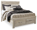 Bellaby Queen Platform Bed with 2 Storage Drawers with Mirrored Dresser, Chest and 2 Nightstands in Whitewash from Ashley - Luna Furniture