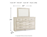 Bellaby Whitewash King Panel Storage Bed, Dresser, Mirror and 2 Nightstands from Ashley - Luna Furniture