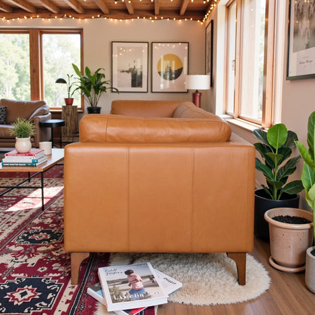 Bellrose Brown Mid-Century Modern Genuine Leather Sofa from Midinmod - Luna Furniture