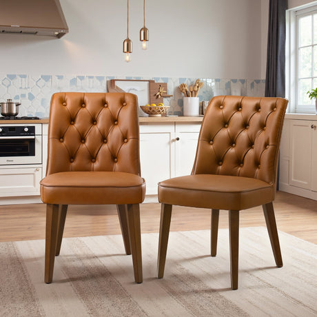 Belmont Cognac Vegan Leather Dining Chair from Ashcroft Furniture - Luna Furniture
