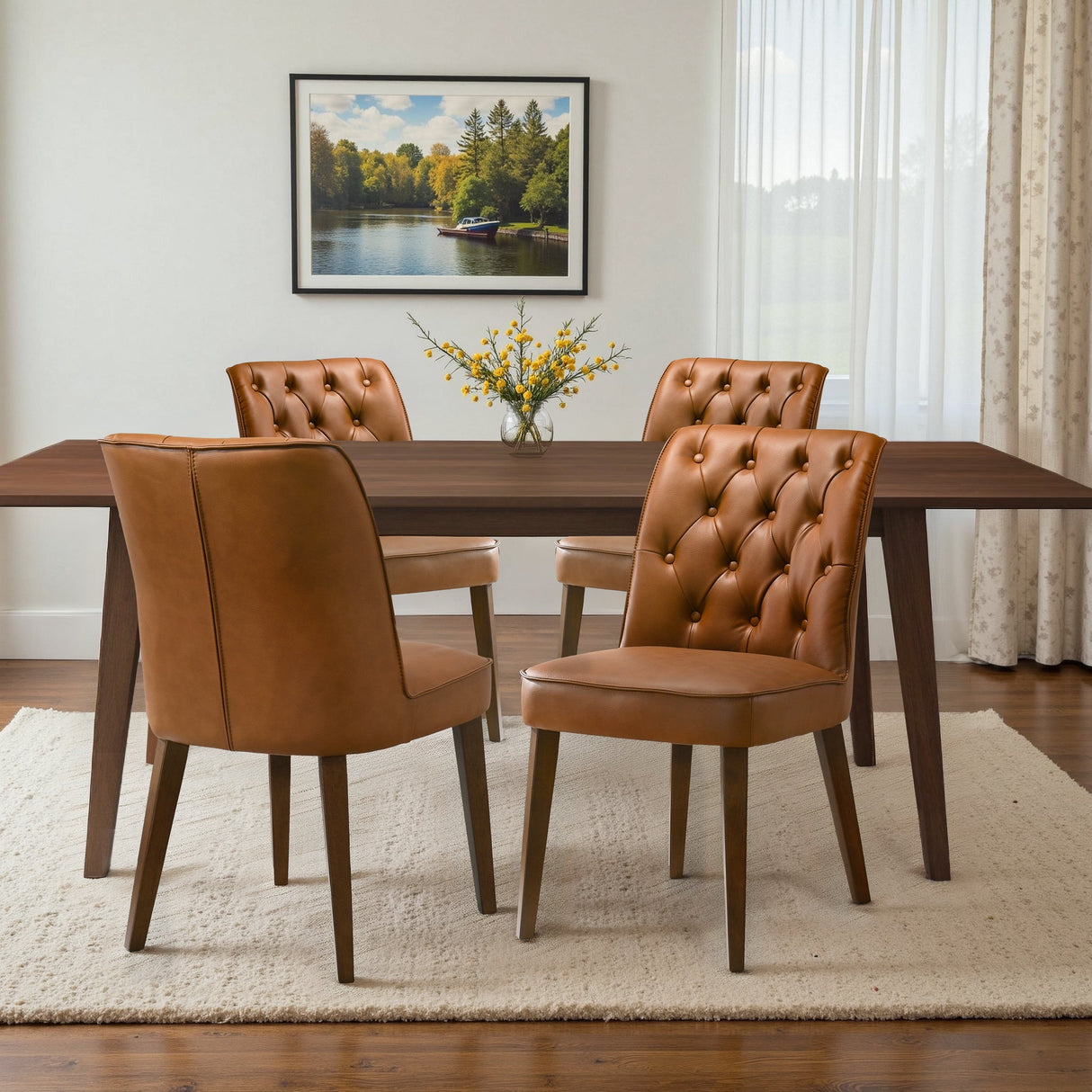 Belmont Cognac Vegan Leather Dining Chair from Ashcroft Furniture - Luna Furniture