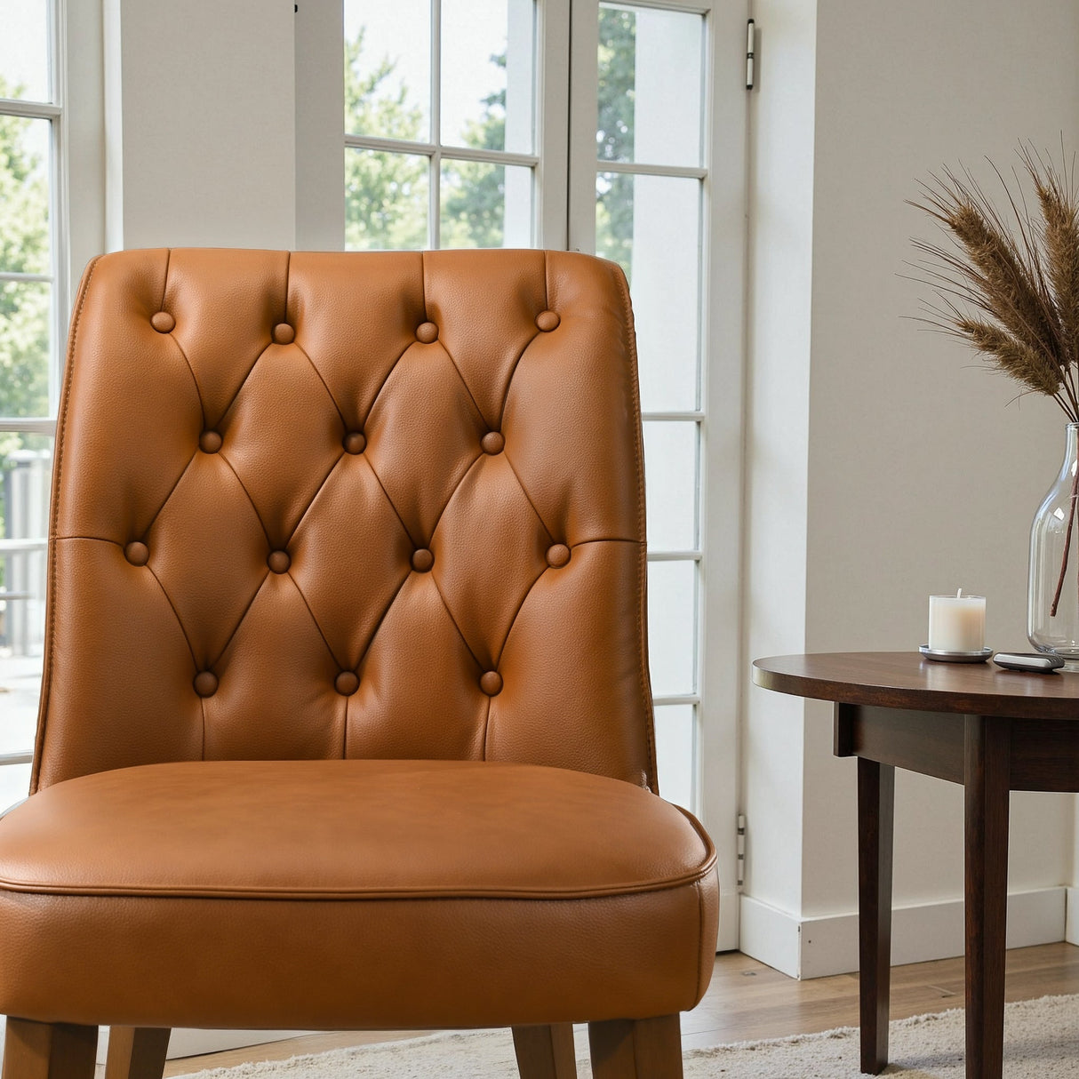 Belmont Cognac Vegan Leather Dining Chair from Ashcroft Furniture - Luna Furniture