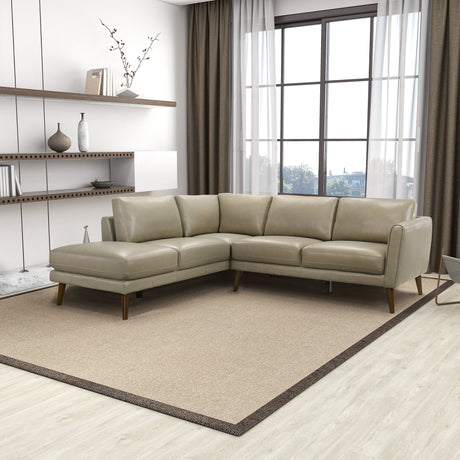 Benson Beige Genuine Leather LAF Chaise Sectional from Ashcroft Furniture - Luna Furniture