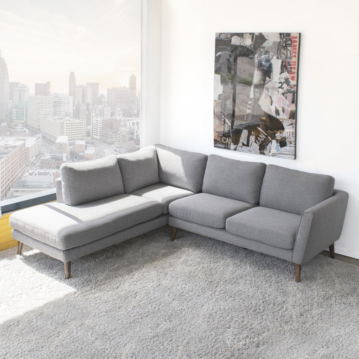Benson Gray Fabric LAF Chaise Sectional from Ashcroft Furniture - Luna Furniture