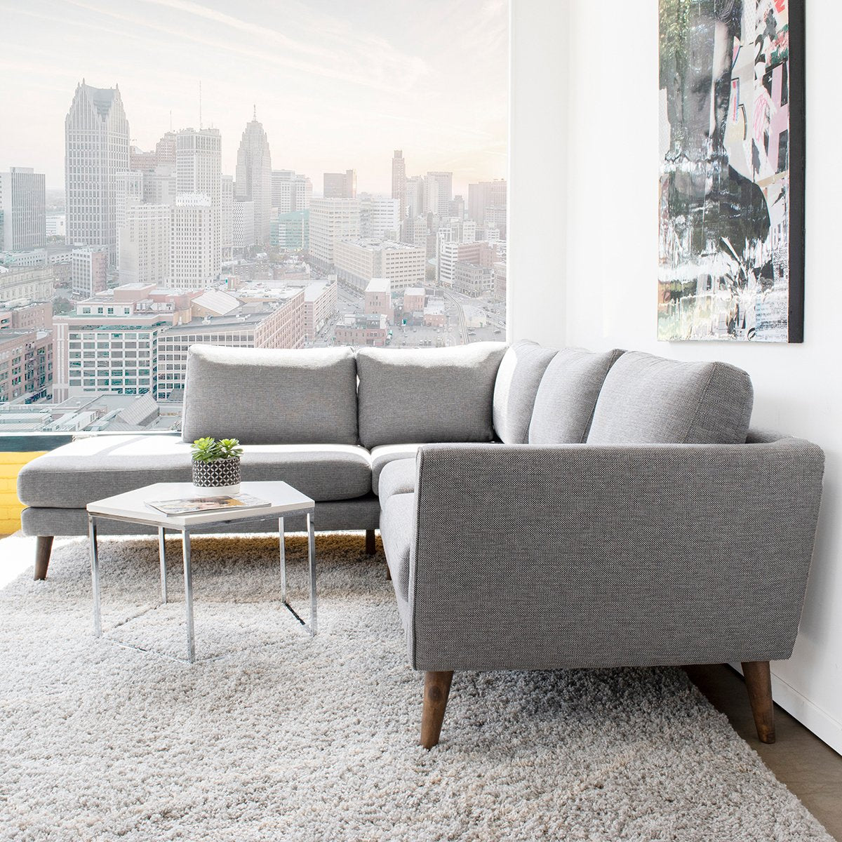 Benson Gray Fabric LAF Chaise Sectional from Ashcroft Furniture - Luna Furniture