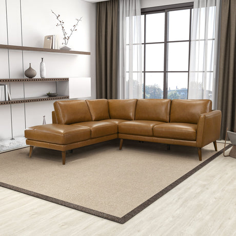 Benson Tan Leather LAF Chaise Sectional from Ashcroft Furniture - Luna Furniture