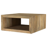 Benton Natural Square Solid Mango Wood Coffee Table from Coaster - Luna Furniture