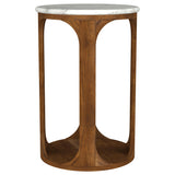 Berkeley White and Brown Round Marble Top Side Table from Coaster - Luna Furniture