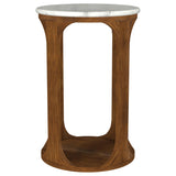 Berkeley White and Brown Round Marble Top Side Table from Coaster - Luna Furniture