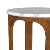 Berkeley White and Brown Round Marble Top Side Table from Coaster - Luna Furniture