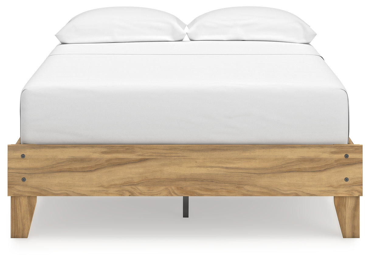 Bermacy Full Platform Bed with Dresser and Nightstand in Light Brown from Ashley - Luna Furniture