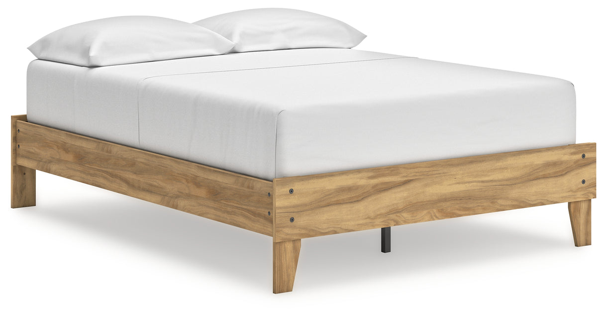 Bermacy Full Platform Bed with Dresser and Nightstand in Light Brown from Ashley - Luna Furniture