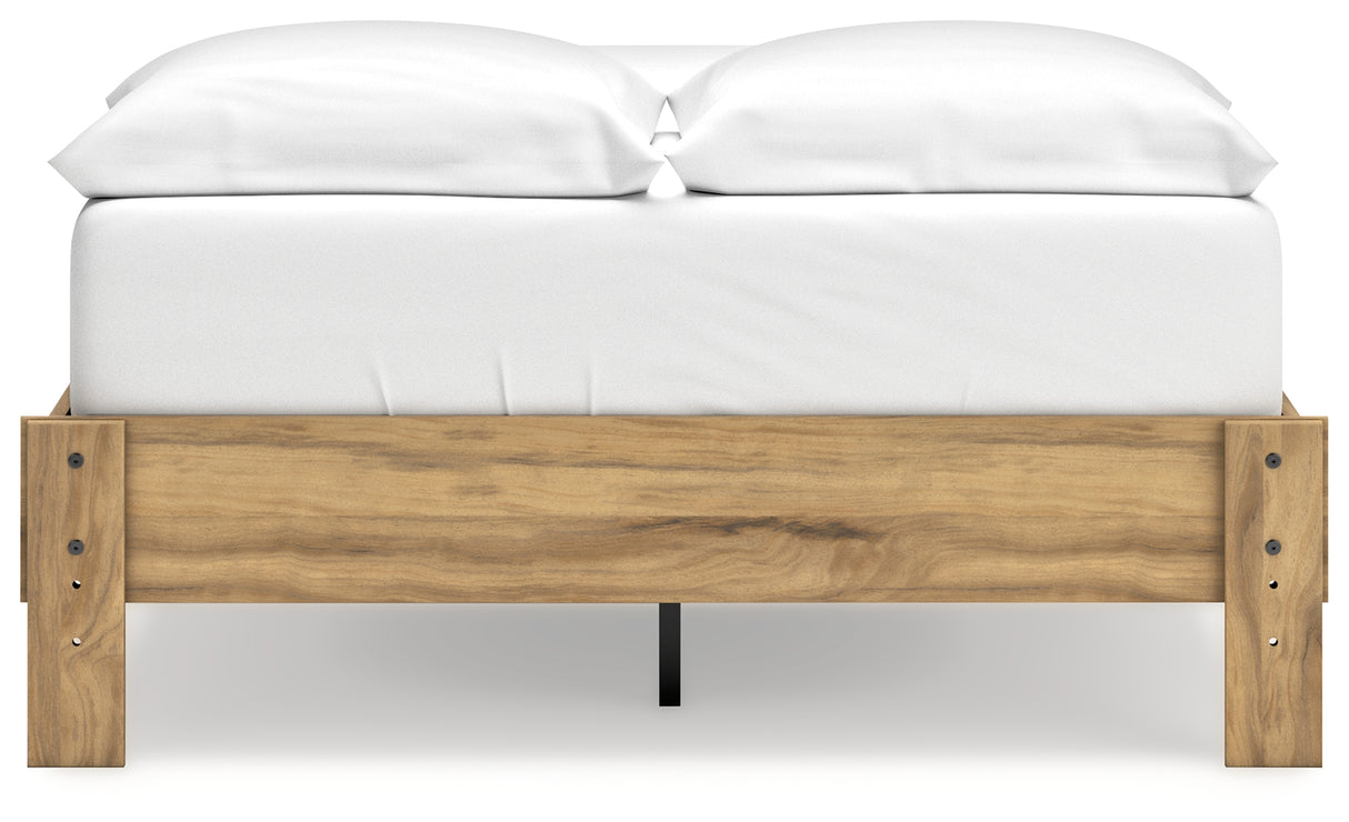 Bermacy Full Platform Bed with Dresser and Nightstand in Light Brown from Ashley - Luna Furniture