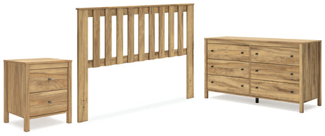 Bermacy Queen Panel Headboard with Dresser and Nightstand in Light Brown from Ashley - Luna Furniture