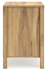 Bermacy Queen Platform Bed with Dresser and 2 Nightstands in Light Brown from Ashley - Luna Furniture