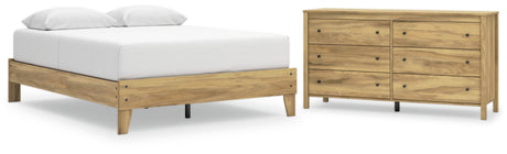 Bermacy Queen Platform Bed with Dresser in Light Brown from Ashley - Luna Furniture