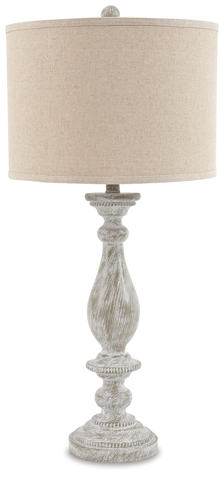 Bernadate 3-Piece Floor Lamp with 2 Table Lamps Set in Whitewash from Ashley Furniture - Luna Furniture