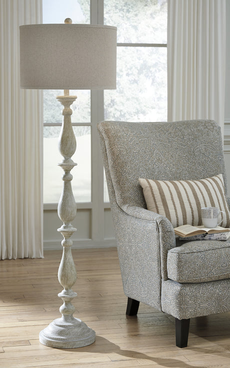 Bernadate 3-Piece Floor Lamp with 2 Table Lamps Set in Whitewash from Ashley Furniture - Luna Furniture