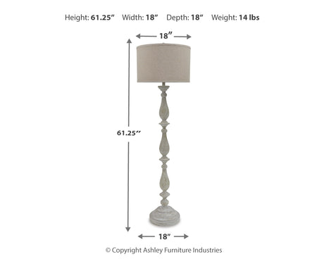 Bernadate 3-Piece Floor Lamp with 2 Table Lamps Set in Whitewash from Ashley Furniture - Luna Furniture