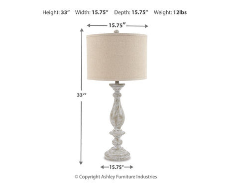 Bernadate 3-Piece Floor Lamp with 2 Table Lamps Set in Whitewash from Ashley Furniture - Luna Furniture