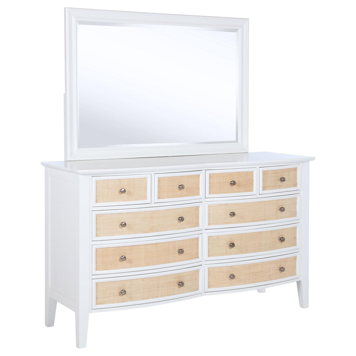 Bexhill White 10-Drawer Dresser and Mirror from Coaster - Luna Furniture
