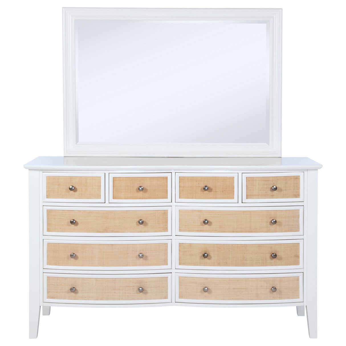 Bexhill White 10-Drawer Dresser and Mirror from Coaster - Luna Furniture