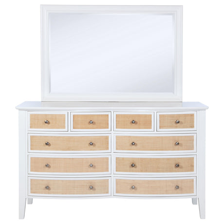 Bexhill White 10-Drawer Dresser and Mirror from Coaster - Luna Furniture