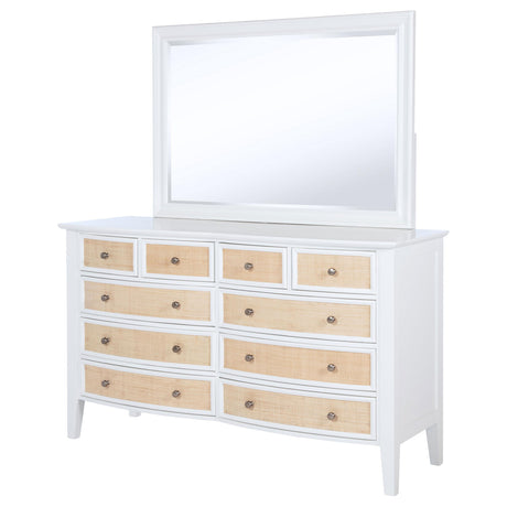 Bexhill White 10-Drawer Dresser and Mirror from Coaster - Luna Furniture