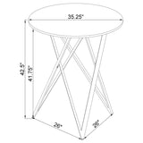 Bexter White and Chrome Faux Marble Round Top Bar Table from Coaster - Luna Furniture