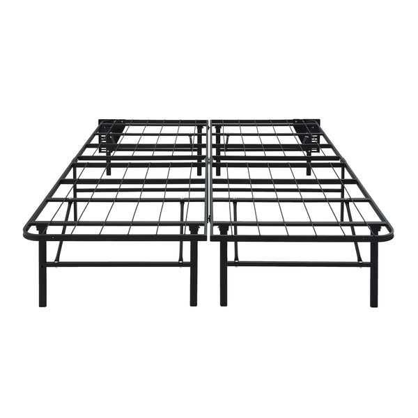 Elevated Black Full Foldable Metal Platform Bed Frame, Toolless