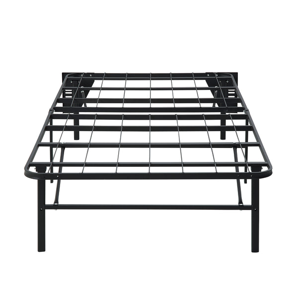 Elevated Black Twin Foldable Metal Platform Bed Frame, Toolless