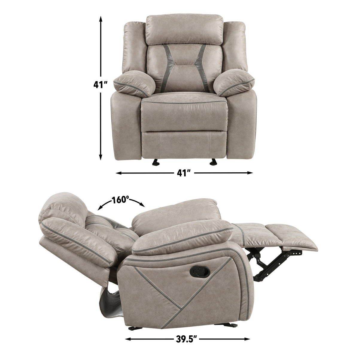 Tyson Gray Glider Recliner Chair from Steve Silver - Luna Furniture