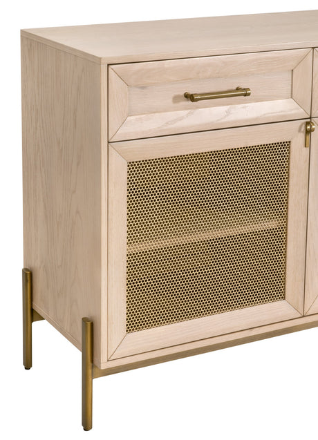 Dwell Media Sideboard in Light Honey Oak, Brushed Gold from Essentials For Living - Luna Furniture